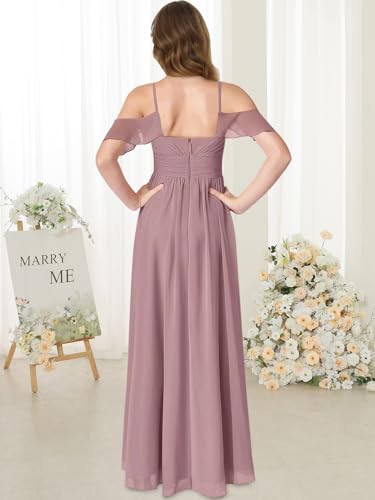 Girls Asymmetrical Bridesmaid Chiffon Flower Girl Dress Spaghetti Straps Formal Wedding Birthday Party Dress3