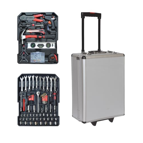 JOCCA - Mallette à outils avec roulettes | 399 pièces | Complet et portable | Jeu de clés, tournevis, pinces et plus | Idéal pour la maison, l'atelier et les professionnels