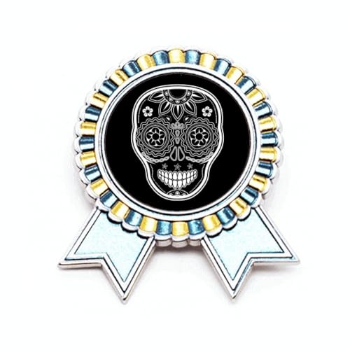 Broche Jour des morts Mexique noir et blanc métal accessoire calavera mexicaine taille M