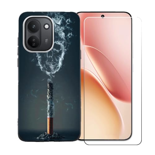 LCEHTOGYE �K�p Vivo iQOO Z11 +�����K���X�X�N���[���v���e�N�^�[�p�P�[�X�A�K�p Vivo iQOO Z11 (6,83")�ƌ݊����̂���u���b�N�\�t�gTPU�V���R���Q���P�[�X�ی�J�o�[ BST18