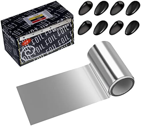 Fuyamp 2 Pack /12 M Foil Silver Hair Foil, Aluminium Hair Foil Silver Hairdressing Foil for Hair Highlighting, 10 cm Width Hair Foil Roll with 8 Ear Protector Hairdressing Salon Modeling Tool