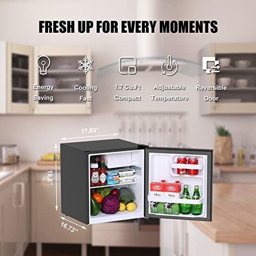 Frestec BC47STAINLESS 1.6 Cu.Ft Mini Fridge With Freezer, Compact Refrigerator thumb #1