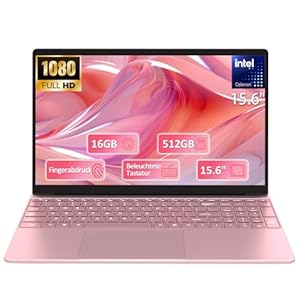 2025 Neueste 15.6 Zoll FHD Laptop|16GB RAM 512GB SSD|Celeron 5205U Prozessor |QWERTY Tastatur mit Hintergrundbeleuchtung|Fing... |HDMI|Notebook Computer für Unternehmen und Studenten|