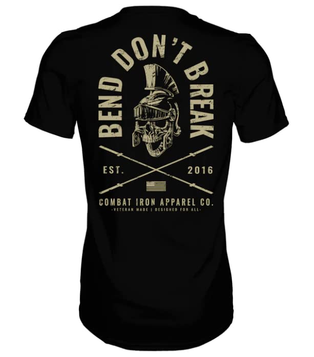 Combat IronBend Don't Break Barbell Skull Men's Graphic Short Sleeve T-Shirt - Athletic Fit Tees Men