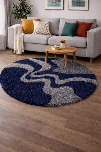 Image of Vintage Threads (Grey Cut 5x5 Ft Shaggy Carpet for Living Room & Bedroom | Ultra Soft Plush Long Pile Rug | Thick Fluffy 3D Modern Floor Carpet | Cozy Luxury Home Decor Rug