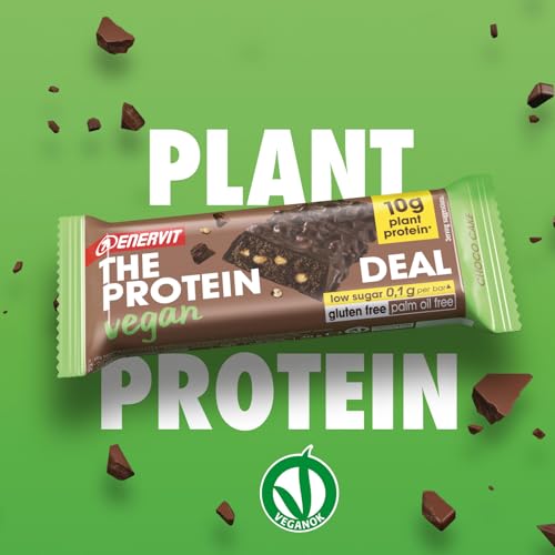 Miniatura 6 de Enervit La Barra Proteica The Protein Deal Choco Cake Vegan - 10g Proteine Plant Based, Chocolate Negro, Bajo Azúcar, Sin Gluten - 55g X 12 - Vegan