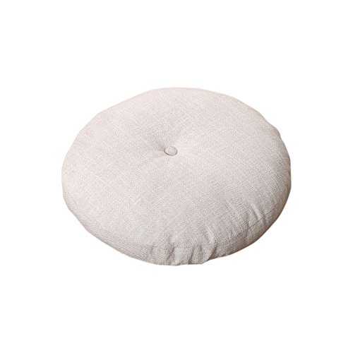 Zhi Jin Sitzkissen, dick, rund, Bodenpolster, bequem, Baumwolle-Leinen, Stuhlkissen, für zuhause, Sofa, dekorativ, 1 Stück Linen White Cover