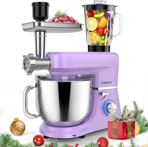 COOKLEE 6-IN-1 Stand Mixer, 8.5 Qt. Multifunctional Electric Kitchen Mixer with 9 Accessories for Most Home Cooks, SM-1507BM, Lavender