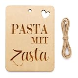 Pasta mit Zasta Geschenkanhänger aus Holz mit Seil, Holz Anhänger mit Loch