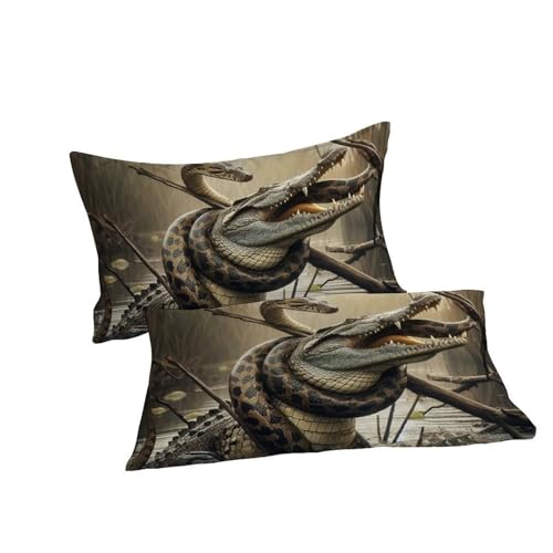 Housse de couette imprimé 3D crocodile en microfibre douce 200x200 - 7