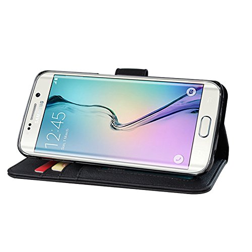 Jumbl Slim Leather Wallet Case – Models Available For Samsung S6 Edge – Inner Hardshell Case Offers Enhanced Protection - Black #TOP4