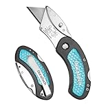 DURATECH Eiförmiges Taschenmesser, Klappmesser mit Schnellwechsel-Klinge und Sicherheits-Sperre, Universalmesser für Teppich, Leder, PVC, Carton, Kompakt mit Gürtelclip