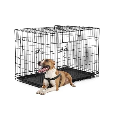 FDW Dog Crate Dog Kennel Cage with Double Door,36 inch Folding Metal Wire Dog Cage with Removable Tray&Divider Panel,Pet Crate for Medium Dogs,Black