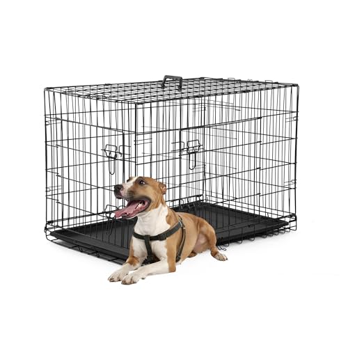 FDW Dog Crate Dog Kennel Cage with Double Door,36 inch Folding Metal Wire Dog Cage with Removable Tray&Divider Panel,Pet Crate for Medium Dogs,Black by FDW - Used condition - US$36.37