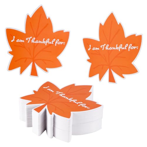 100PCS Thanksgiving Table Place Cards I am Thankful for Cards Maple Leaf Cutouts for Making Thanks Projects and Fall Thanksgiving Party Favors