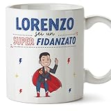 mugffins tazza personalizzata in ceramica per fidanzato 11 oz / 350 ml - in italiano - sei super! - idea regalo per compleanno, anniversario, natale