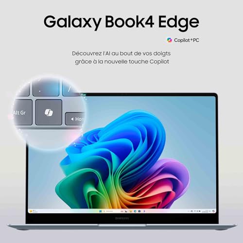 Samsung Galaxy Book4 Edge Ordinateur Portable avec IA 14’’ Copilot+ PC Snapdragon X Elite X1E 80 100 Mémoire Stockage - vue 7
