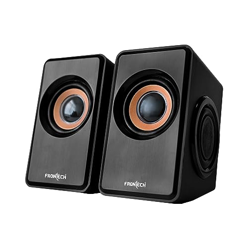 (Renewed) FRONTECH 2.0 USB Powered Multimedia Speakers | 2 x 2.5W Drivers (5 cm) | 3.5mm Jack Connectivity | for Laptop, PC, TV, Mobile | 1 Year Warranty (SPK-0001, Black)
