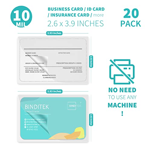 Binditek BKLP-ALL 20 Pack 10 Mil Self-Sealing Laminating Pouches, 2.6 X 3.9 Inches For Bussiness Card, Glossy Finish, No Laminating Machine Needed, Self-Adhesive Laminating Pouches, Office Supplies thumb #1