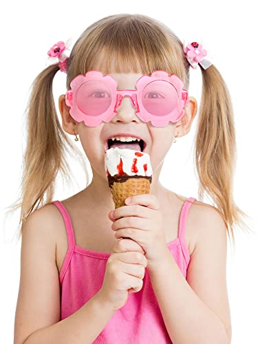 Geyoga 12 Pcs Kids Flower Sunglasses Colored Round Flower Glasses Cute Girls Baby Sunglasses for Outdoor Party Beach Eyewear2