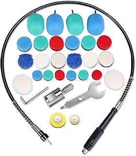 SPTA Mini Detail Polisher Shaft, Car Foam Drill Polishing Pad Kit with 5/8"