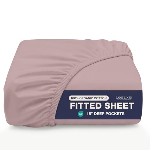 Lane Linen 100% Organic Cotton King Size Bed Sheet, Deep Pocket up to 14"