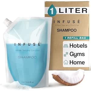 1 Liter Shampoo Refill Bag for Hotel Soap Dispensers, Bulk