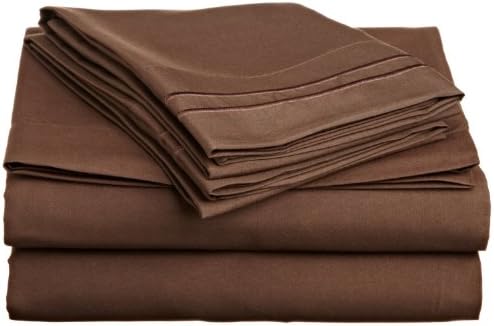 Lamma Loe Silky Soft Luxurious Supreme Microfiber 4-Piece Sheet Set With Embroidered Pillow Cases, Queen, Chocolate Brown