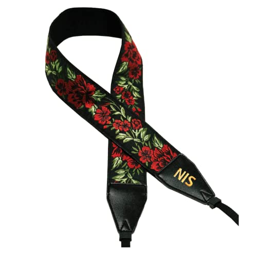 Art Tribute Custom Made, Name Or Initials Embroidered To A Beautiful Red Flowers Camera Strap - Make Your Strap Unique! Get Your Own Personalized Camera Strap #TOP5