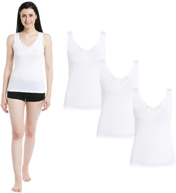 BYC Women's 100% Combed Cotton Vest Tank Top Sleeveless Innerwear (PACK OF 3)