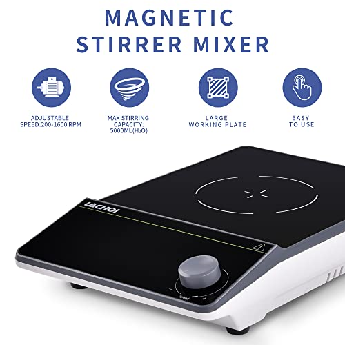 Image of Magnetic Stirrer 5.9 inch Magnetic Stir Plate with Stir Bar 200-1600RPM Max Stirring Capacity 5000ml Magnetic Stir Plate Magnetic Mixer Lab Stirrers (No Heating)