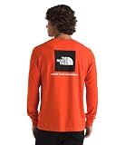 The North Face Men's Core Box Long Sleeve NSE Tee - Classic Logo Graphic Tee, Soft Cotton Fabric, Regular Fit, Lava Red, Medium