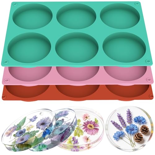 AUFORPET 3 Pack Silicone Molds, 18-Cavity Round Deep Resin Coaster Mold for Resin, Easy to Pop, Nonstick, for Epoxy Resins, Muffin Pans for Baking, Egg Bite, Cups Mats, DIY Craft Making by AUFORPET - Used condition - US$14.09