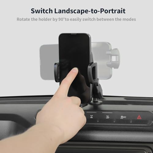 Image of Linskip Dashboard Universal Phone Mount & Smart Phone Holder for 2021-2026 Ford Bronco Raptor & Bronco Accessories 2 /4 Door, Rotates Vertical and Horizontal, One-Hand Operation, Interior Accessories