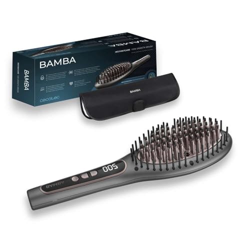Cecotec Cepillo Alisador Eléctrico Iónico Bamba InstantCare 1100 Smooth Brush. Revestimiento de Cerámica y extracto de Aguacate, Temperatura hasta 220ºC, 9 Ajustes, Pantalla Digital