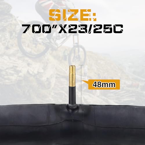 MAKELEN 2 Pcs 700x23C/25C Bike Tubes, 48mm AV Schrader Valve, 700C Bike Tire Tube for Road Bike