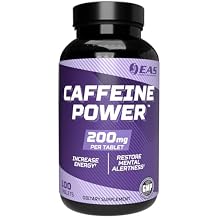 EAS Caffeine Power 200mg | مكملات حبوب الكافيين | زيادة الطاقة واستعادة التنبيه العقلي | خالية من الغلوتين ، غير معدلة وراثيًا ، صديقة للنباتات | 100 قرص