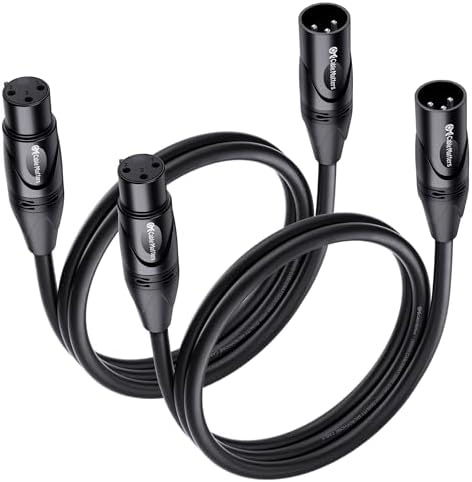 Cable Matters 2-Pack Premium XLR to XLR Cable, Microphone Cable, M-F, 3ft | Mic Cable, Male to Female, 21 AWG Oxygen-Free Copper (OFC), Black