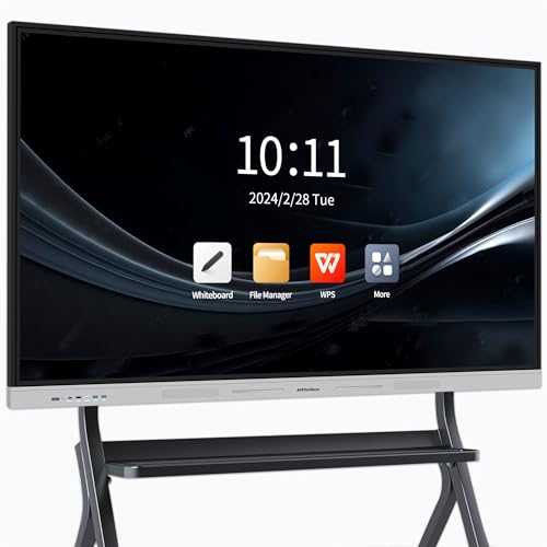 Image of Smart Board 75 inch 4K Interactive Whiteboard Touch Screen, Digital Smart Whiteboard for Classroom and Business with Android 12-8+128 GB(Board+Stand)