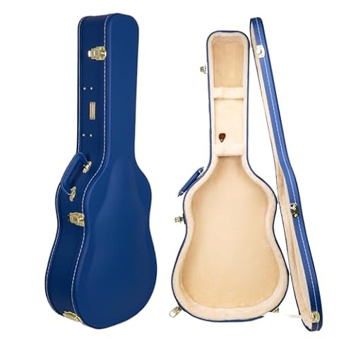 Crossrock Super Jumbo etui na gitarę akustyczną do Gibson SJ-200, żywe niebieskie wykończenie, wzmocniony łuk, blokada bezpieczeństwa, ukryte miejsce do przechowywania, seria designerska (CRW520SBVB)
