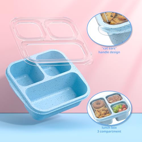 Enstphjoy 8033 Snack Boxes (3 Pack) - Stackable Bento Boxes With 3 Compartments, Meal Prep Containers Reusable, Lightweight Lunch Containers thumb #4