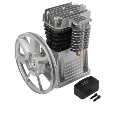 ECUTEE 3HP 2.2KW Cast Iron Piston Oil Lubricated Air Compressor Pump Head with Silencer, Silver, Silent Operation, Air Compressor, KYJT-ZBYZBY-001
