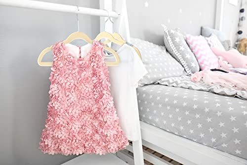 Techzoo 50 Premium Baby Velvet Hangers - 11" Inch Non-Slip Baby Hangers, Ultra-Slim Space-Saving Children Hangers - 360° Swivel Hook, Strong & Durable Infant & Toddler Clothes Hangers - Ivory #TOP6