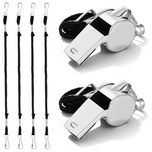 Silbatos de acero inoxidable set 8 piezas con cordón miniatura 1