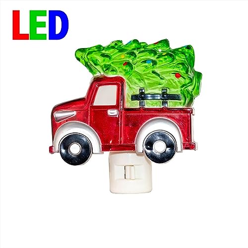 Novelty Lights LED Truck with Tree Christmas Decoration Night Light with Swivel Plug