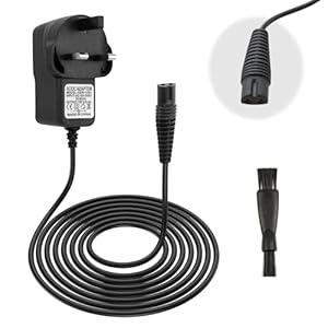 12V for Braun Shaver Charger Cable Series 3, 5, 9, 7, 1 Beard Trimmer and Epilator Silk-Epil 9, 7, 5, Electric Razor 3 Pin Charging Cable UK Plug for 5544, 3040S, 5409, 7220, 5377