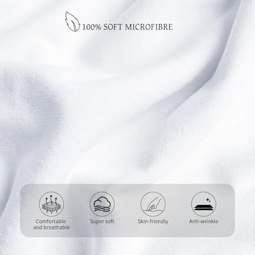 Image of HBHLFZ Queen Fitted Sheet Only, Soft Breathable Bottom Sheet - 60 inchx80 inch Deep Pockets Queen Size Fitted Sheet - All Around Stretch Fit, Wrinkle Resistant, Colorfast - Easy Care, White