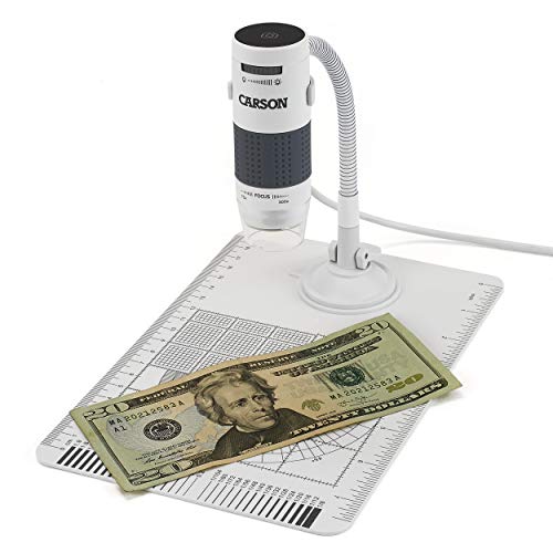 Carson MM-840 eFlex LED cyfrowy mikroskop USB z elastyczną podstawką i podstawą 75x/300x (oparty na monitorze 21″)