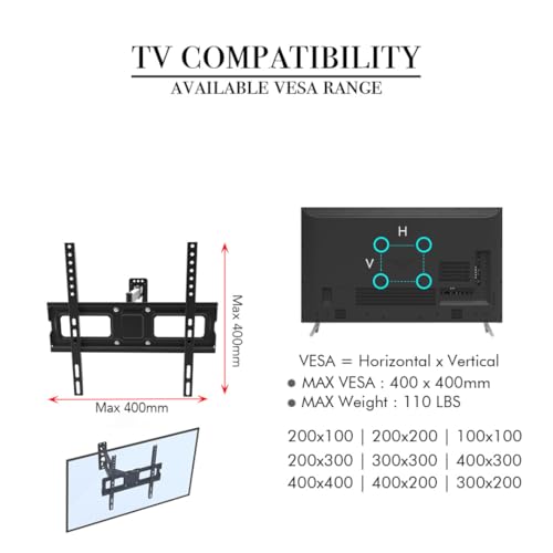 Support TV mural réglable anti-reflet orientable pour sécuriser les grands écrans