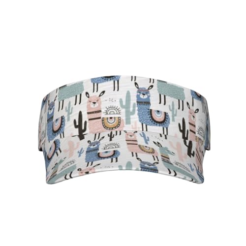 Photo de Lama Alpaga Cactus Chapeau de soleil élégant pour adulte, chapeau de plage – Tissu sergé de polyester de qualité supérieure avec motif imprimé, unisexe, motif lama alpaga, cactus, taille unique, Llama